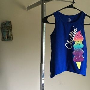 GIrls Blue 'Chillin' Rainbow Ice Cream Tank Top